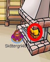 The first fiery object is in the fireplace of the Ski Lodge