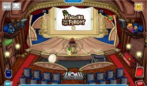 Image of the stage in Club Penguin